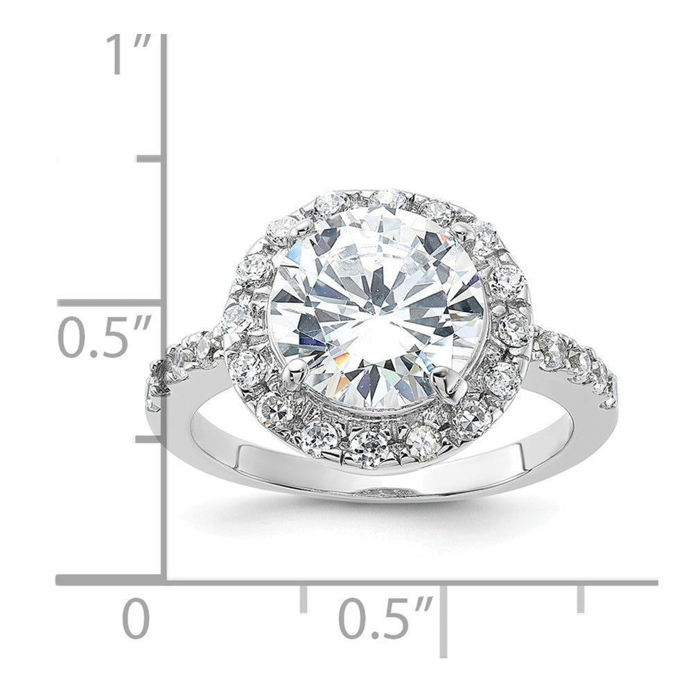 Sterling Silver Rhodium Plated Cz Ring