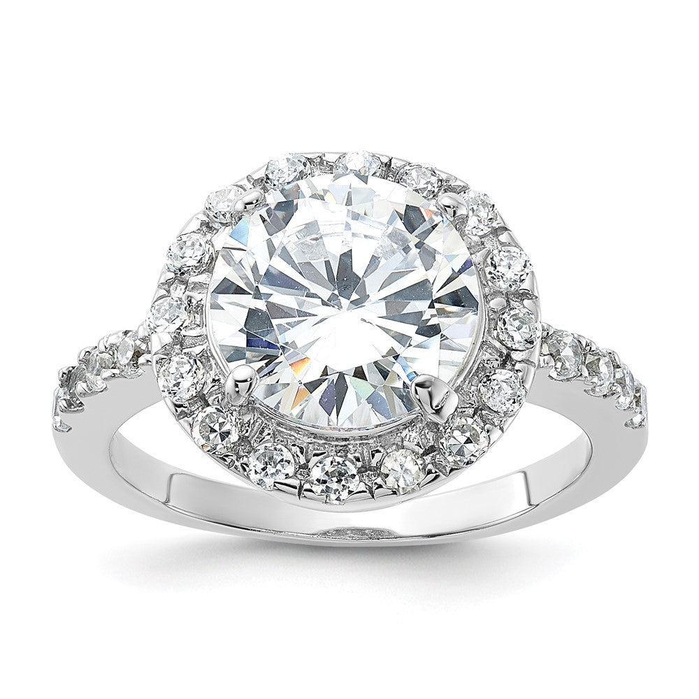 Sterling Silver Rhodium Plated Cz Ring