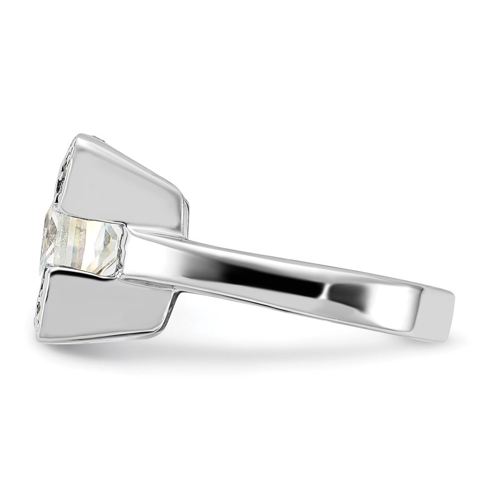 Sterling Silver Polished Square Cz Ring (Size 6 Only)