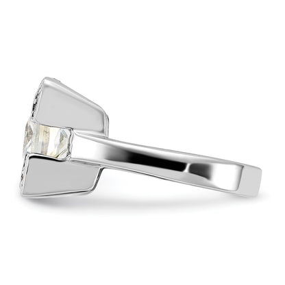 Sterling Silver Polished Square Cz Ring (Size 6 Only)