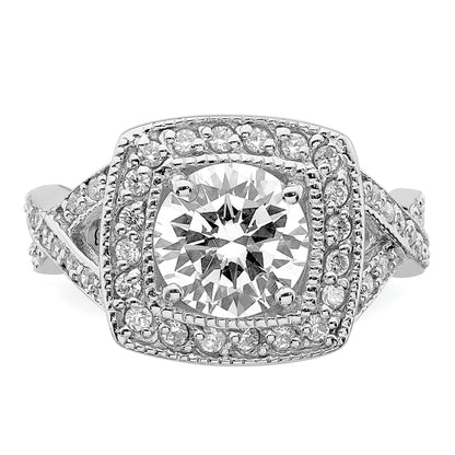 Sterling Silver Rhodium Plated Round 8.10mm Cz Ring (Size 6 Only)