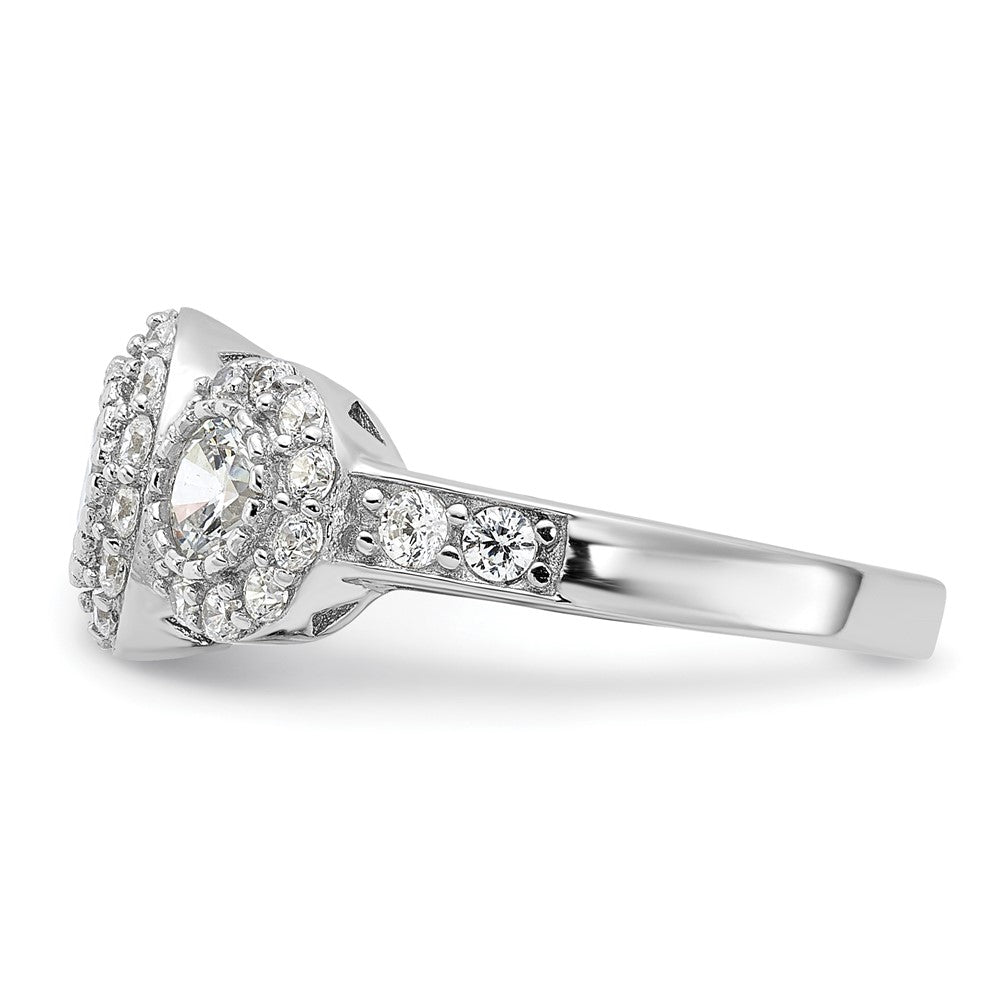 Sterling Silver Rhodium Plated Cz 3 Stone Ring