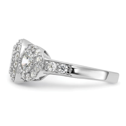 Sterling Silver Rhodium Plated Cz 3 Stone Ring