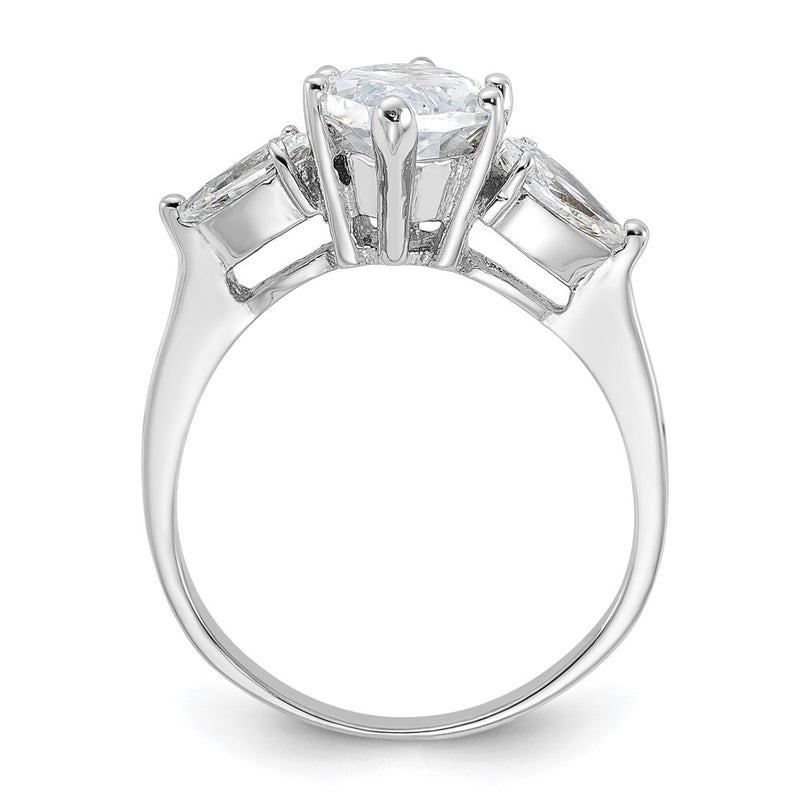 Sterling Silver Rhodium Plated Marquise Center Cz Ring (Size 8 Only)