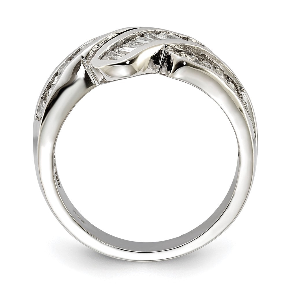 Sterling Silver Polished Fancy Cz Ring (Size 6 Only)