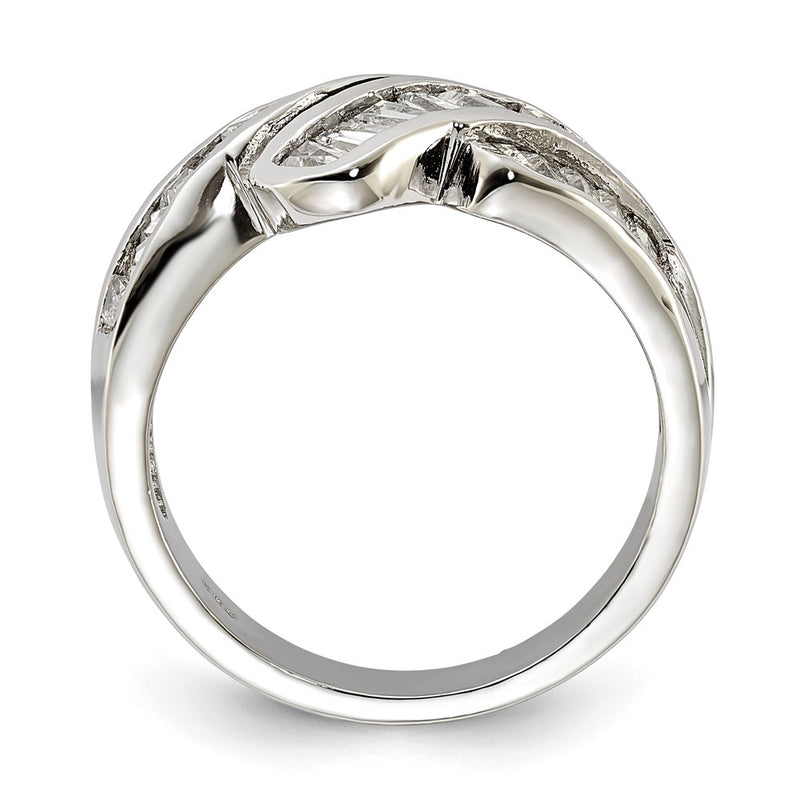Sterling Silver Polished Fancy Cz Ring (Size 6 Only)