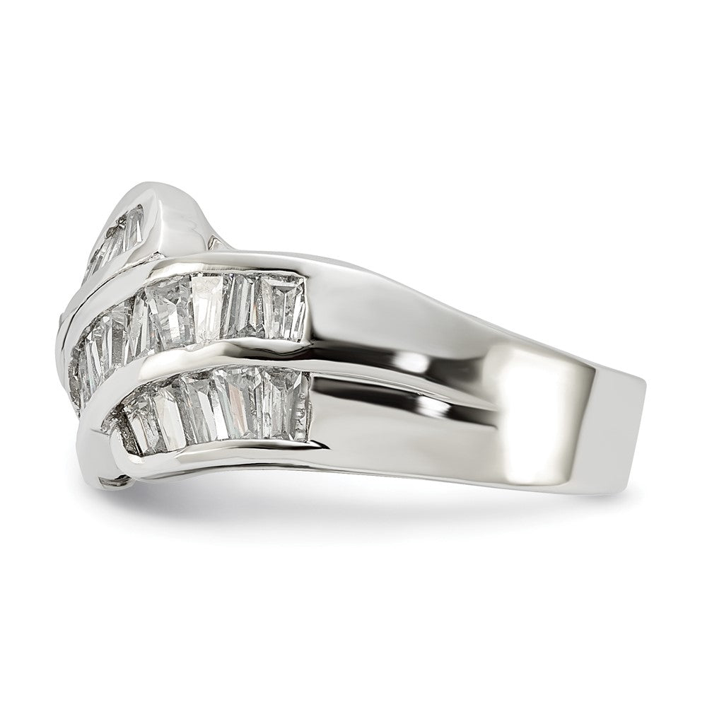 Sterling Silver Polished Fancy Cz Ring (Size 6 Only)
