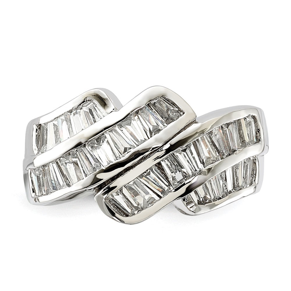 Sterling Silver Polished Fancy Cz Ring (Size 6 Only)