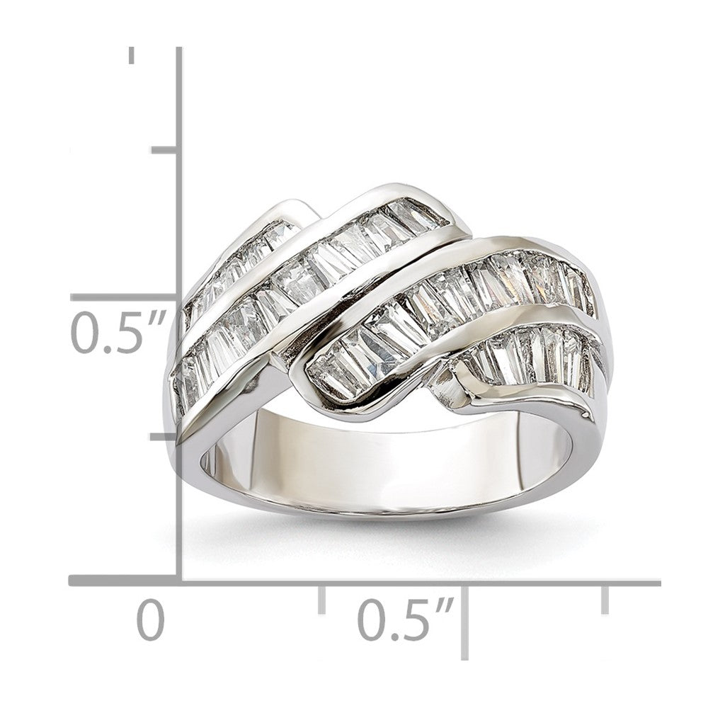 Sterling Silver Polished Fancy Cz Ring (Size 6 Only)