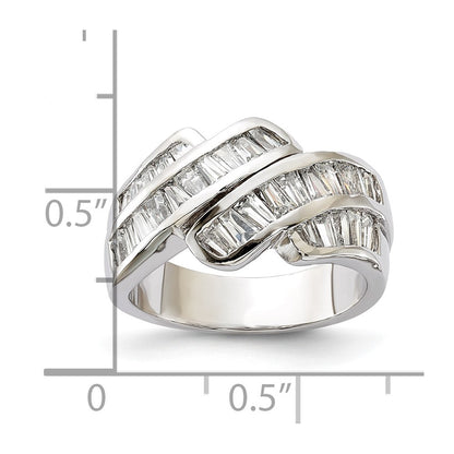 Sterling Silver Polished Fancy Cz Ring (Size 6 Only)