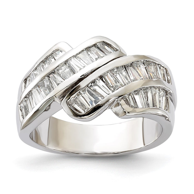 Sterling Silver Polished Fancy Cz Ring (Size 6 Only)