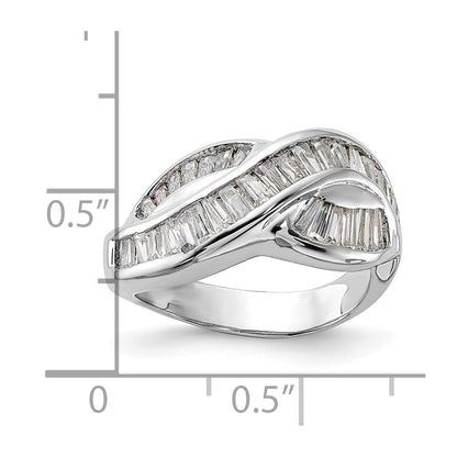 Sterling Silver Polished Cz Ring (Size 6 Only)