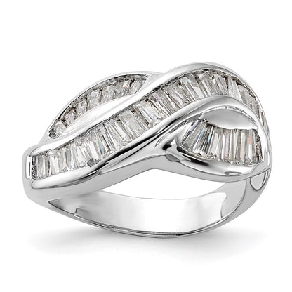 Sterling Silver Polished Cz Ring (Size 6 Only)