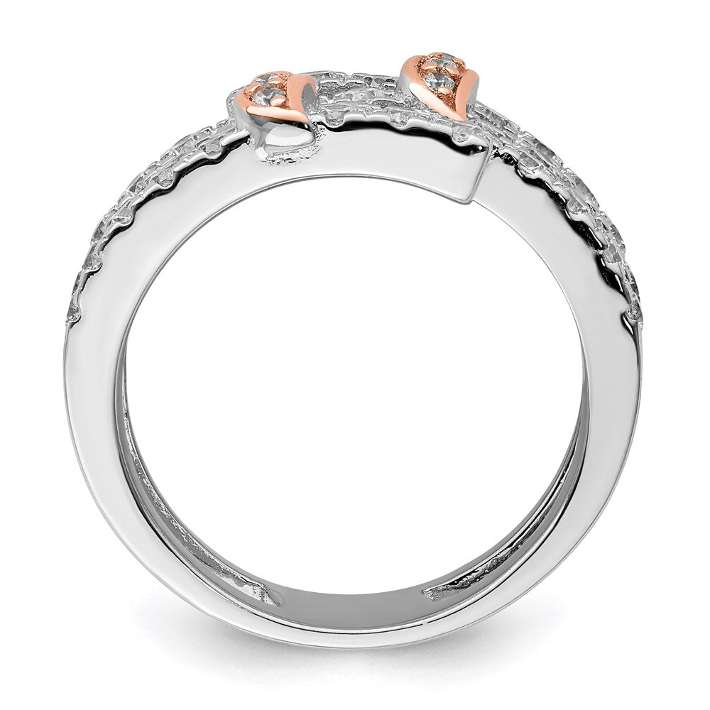 Sterling Silver & Pink Vermeil Polished Cz Ring (Size 6 Only)