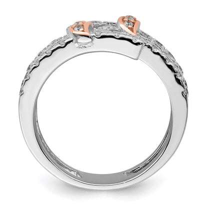 Sterling Silver & Pink Vermeil Polished Cz Ring (Size 6 Only)