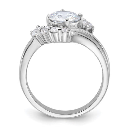 Sterling Silver Rhodium Plated 2 Piece Cz Wedding Ring Set