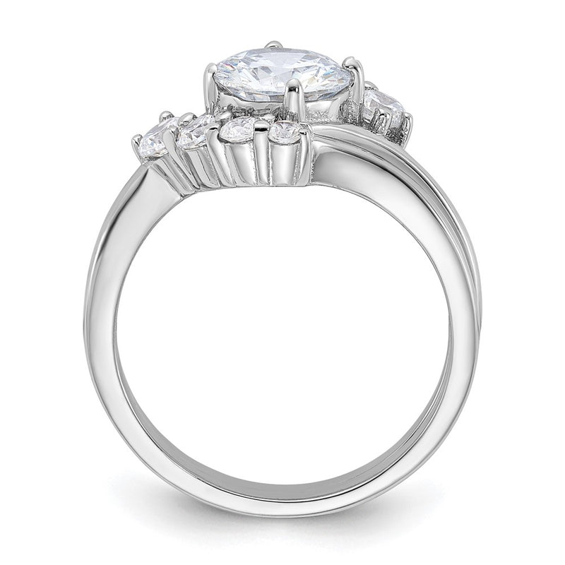 Sterling Silver Rhodium Plated 2 Piece Cz Wedding Ring Set