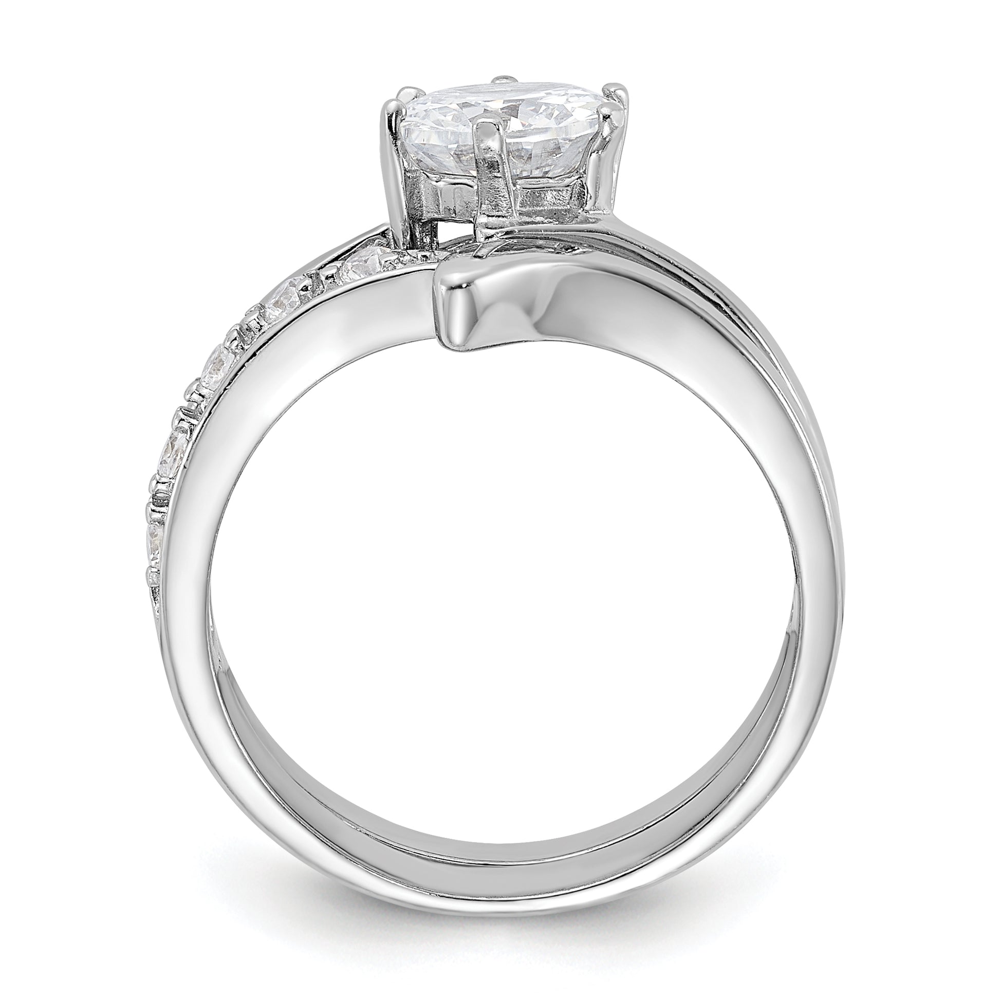 Sterling Silver Rhodium Plated 2 Piece Cz Wedding Ring Set