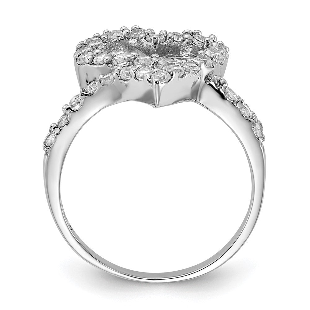 Sterling Silver Polished Cz Open Heart Ring (Size 6 Only)