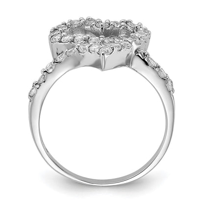 Sterling Silver Polished Cz Open Heart Ring (Size 6 Only)