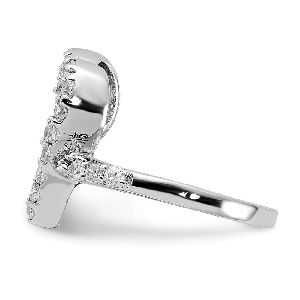 Sterling Silver Polished Cz Open Heart Ring (Size 6 Only)