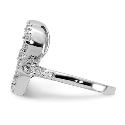 Sterling Silver Polished Cz Open Heart Ring (Size 6 Only)