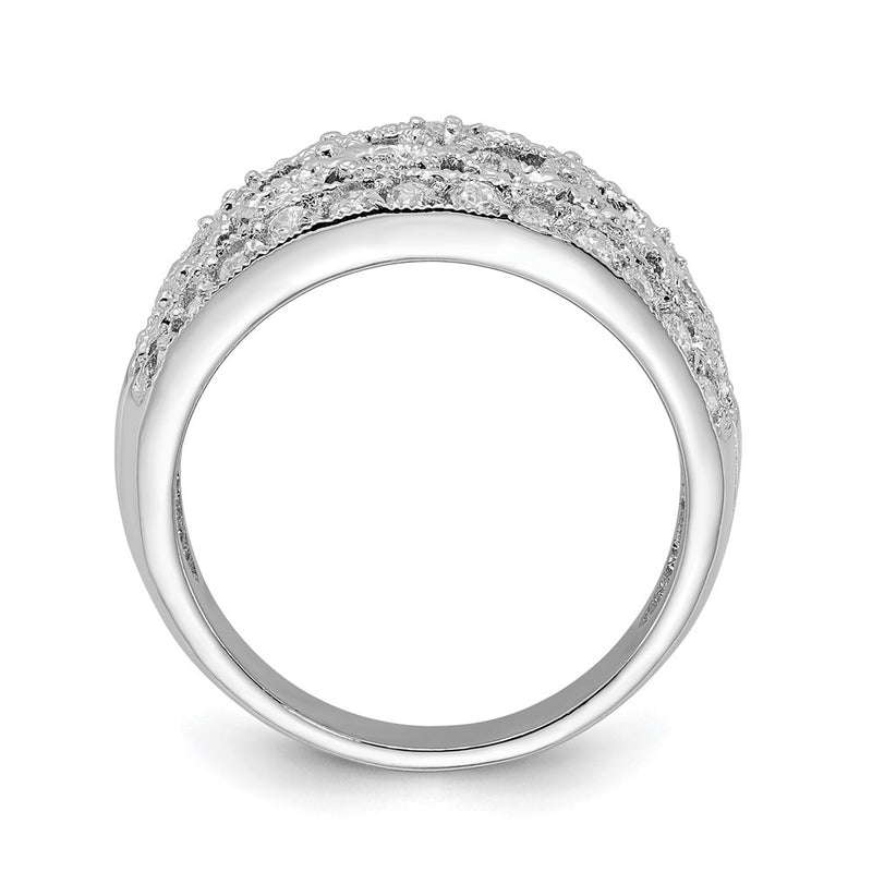 Sterling Silver Polished Fancy Cz Ring (Size 7 Only)
