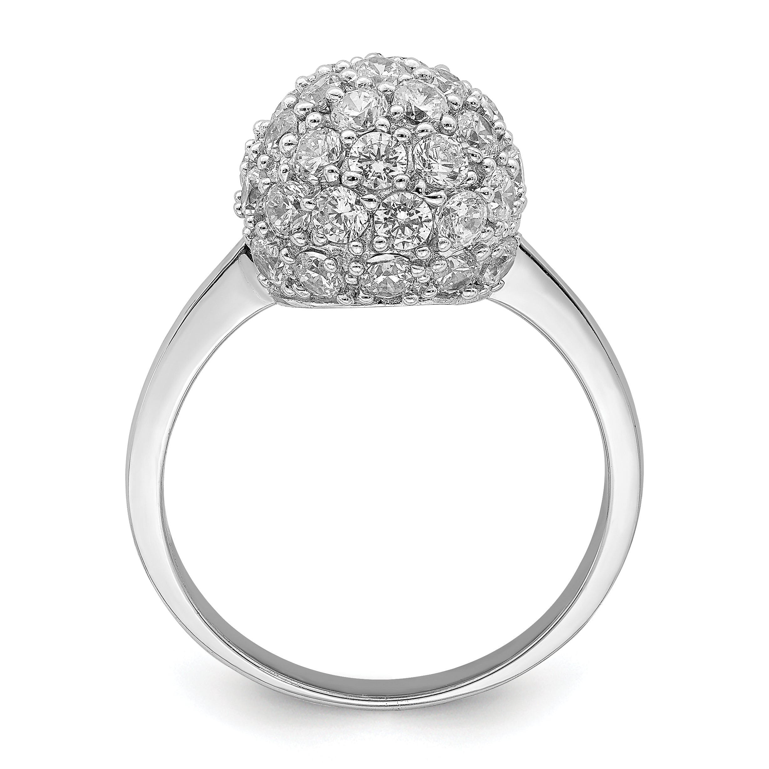 Sterling Silver Rhodium Plated Cz Ring