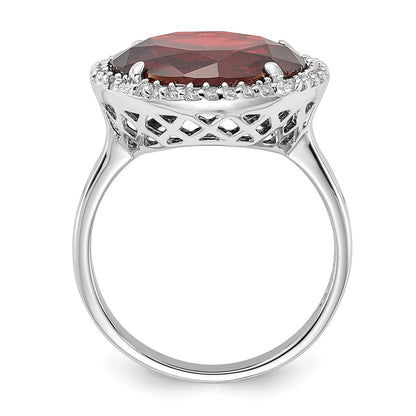 Sterling Silver Polished Red & Clear Cz Circle Ring (Size 9 Only)