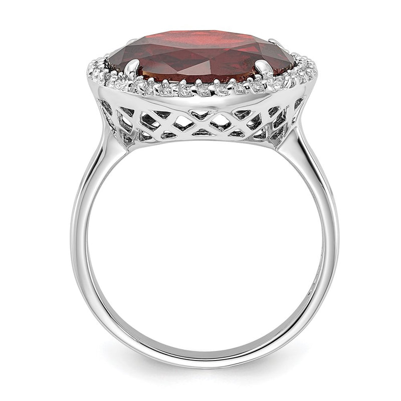 Sterling Silver Polished Red & Clear Cz Circle Ring (Size 9 Only)
