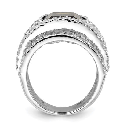 Sterling Silver Polished Fancy Green & Clear Cz Ring (Size 6 Only)