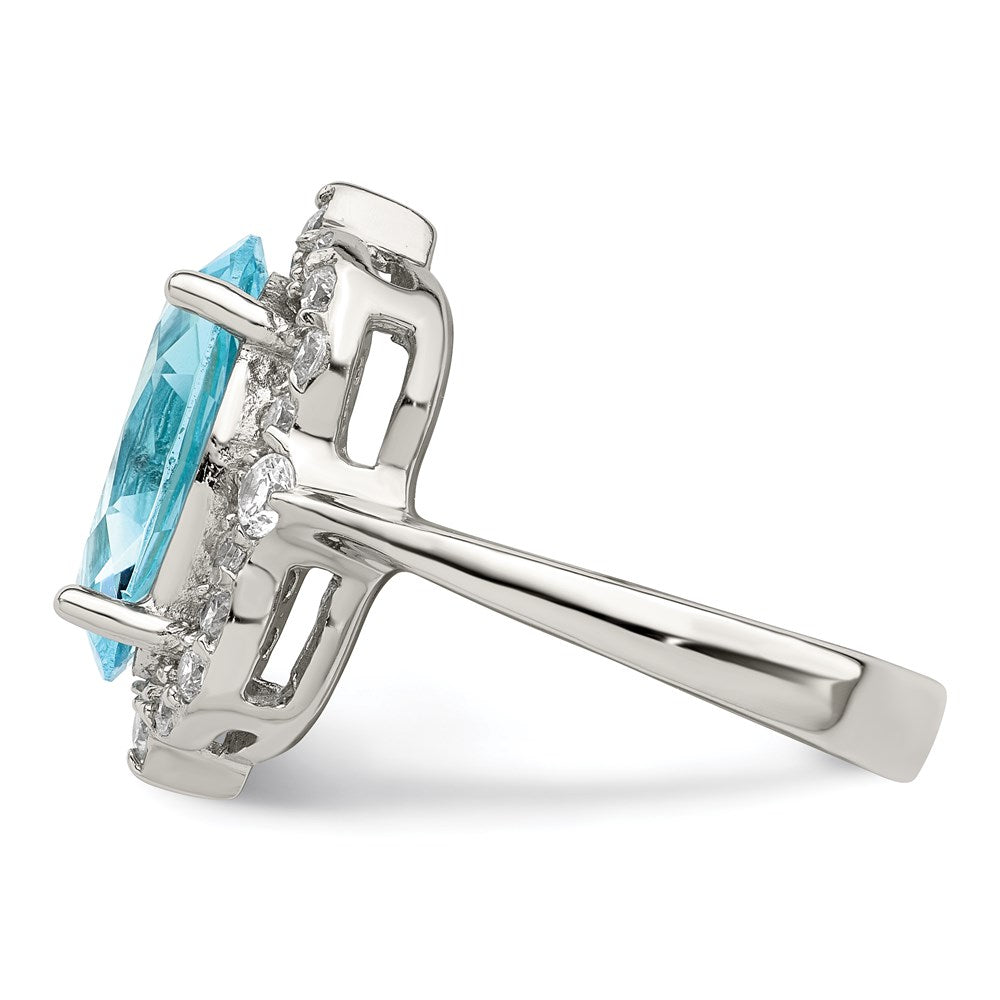 Sterling Silver Blue & Clear Cz Ring