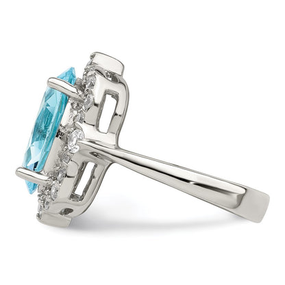 Sterling Silver Blue & Clear Cz Ring