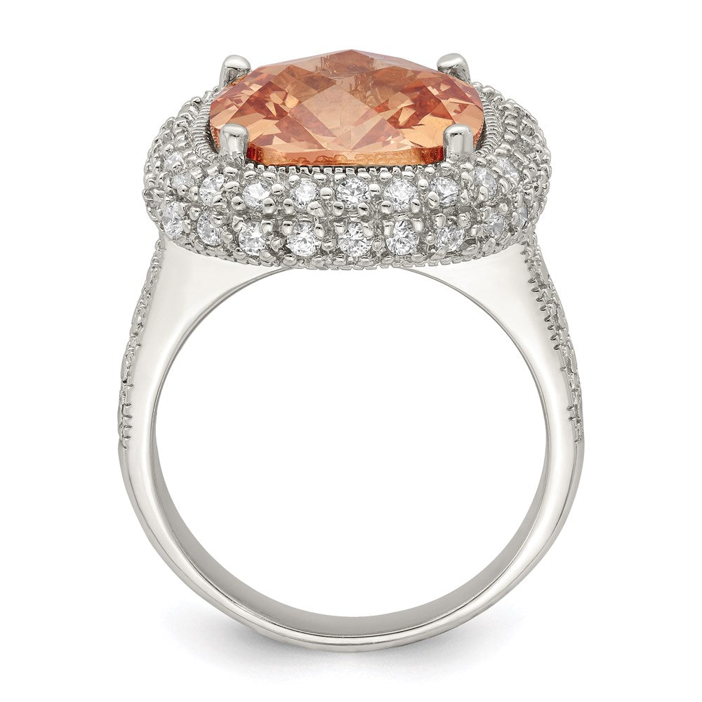 Sterling Silver Champagne & Clear Color Cz Ring (Size 7 Only)