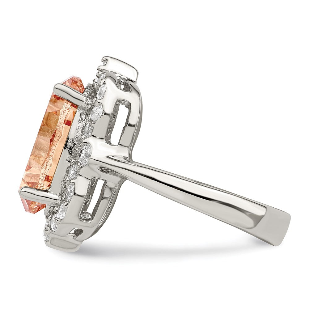 Sterling Silver Champagne & Clear Color Cz Ring