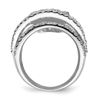 Sterling Silver Rhodium Plated Purple & Clear Cz Ring