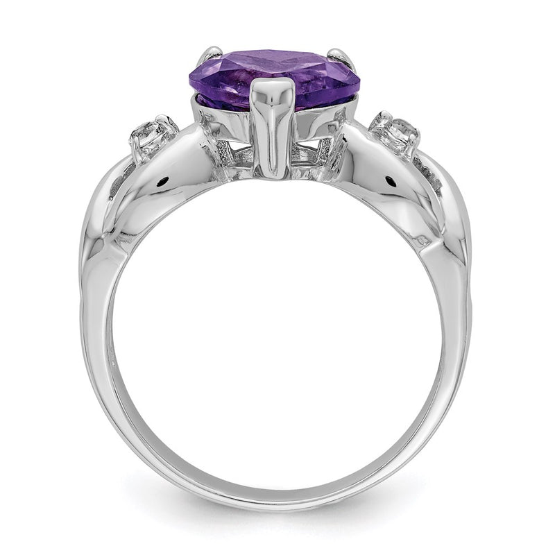 Sterling Silver Lavender Cz Heart Ring (Size 8 Only)