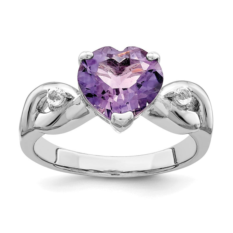 Sterling Silver Lavender Cz Heart Ring (Size 8 Only)