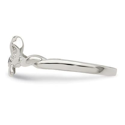 Sterling Silver Cz Bow Ring (Size 8 Only)