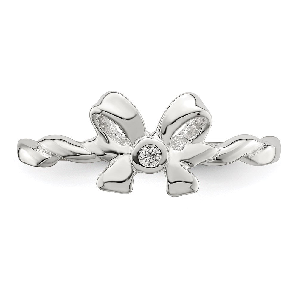 Sterling Silver Cz Bow Ring (Size 8 Only)