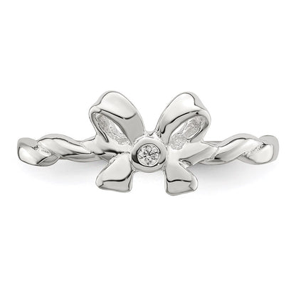 Sterling Silver Cz Bow Ring (Size 8 Only)