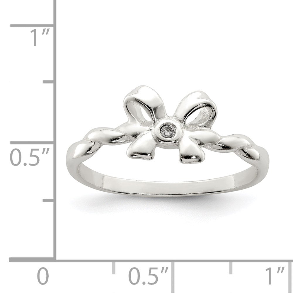 Sterling Silver Cz Bow Ring (Size 8 Only)