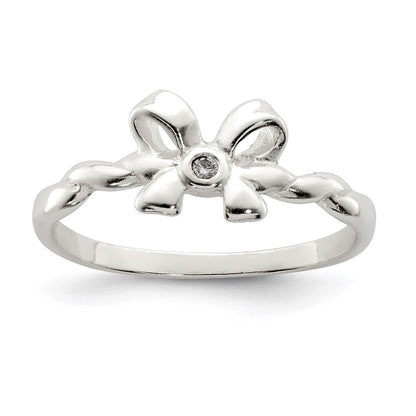 Sterling Silver Cz Bow Ring (Size 8 Only)