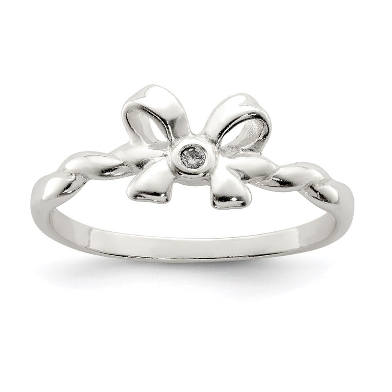 Sterling Silver Cz Bow Ring (Size 8 Only)