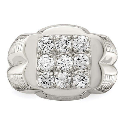 Sterling Silver Rhodium Plated Men'S Cz Ring