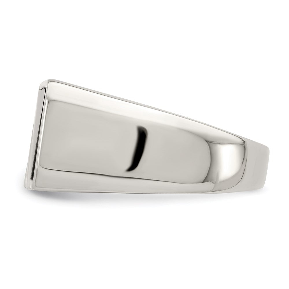 Sterling Silver Rhodium Plated Men'S Onyx Ring
