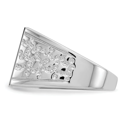 Sterling Silver Rhodium Plated Men'S Onyx Ring