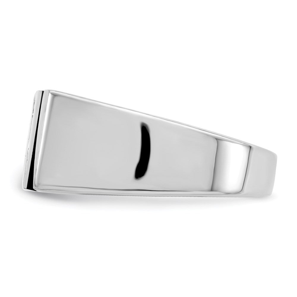 Sterling Silver Rhodium Plated Men'S Cz And Onyx Ring