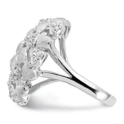 Sterling Silver Satin & Cz Hearts Ring