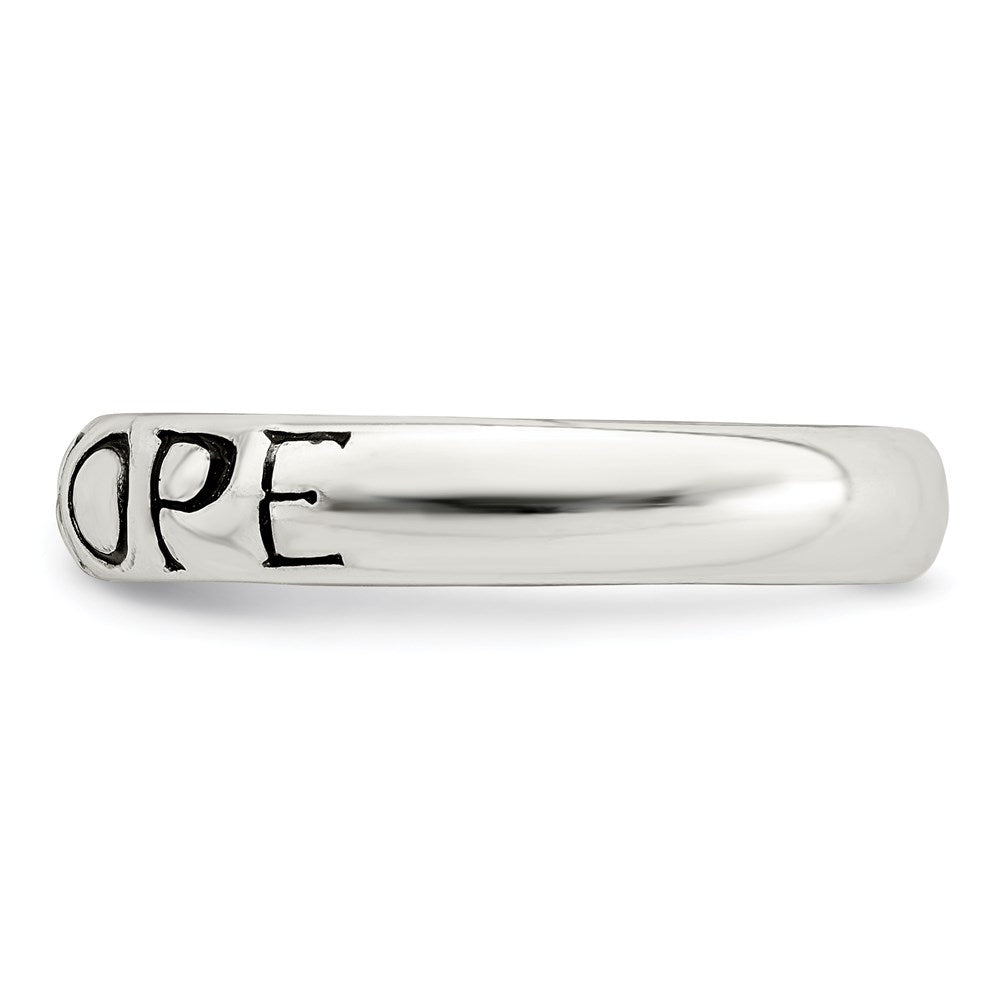 Sterling Silver Antiqued & Polished Hope Ring (Size 7 Only)